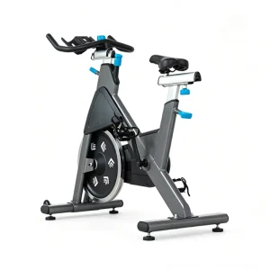 18kg Flywheel Indoor Spinning Machine Poly V-Belt Drive Multi-Position Adjustable Seat and Handlebars Commercial Gym Cycling Trainer