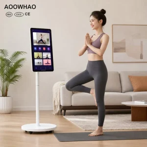 19-32 Inch 4K Low Blue Light Touch Follow-Me TV 360° Rotate Portable Rolling Display Wireless Recharge for Home Gym Living Room