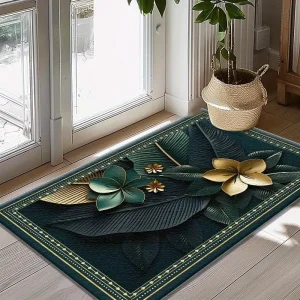 1pc 3D Tropical Leaves and Flowers Pattern Front Door Mat Durable Indoor Outdoor Entrance Mat