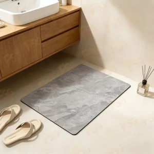 1pc Marble Texture Diatom Mud Bathroom Mat Soft Anti-Slip Quick-Drying