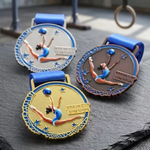 1st 2nd 3rd Place Rhythmic Gymnastics Medals Die-Cast Zinc Alloy 3D Color Spraying Custom Awards for Sports and Kids Events