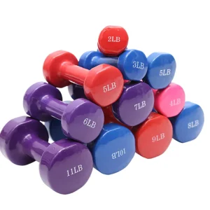 2-20LB Colorful Pink Green Orange Vinyl Coated Hex Dumbbells