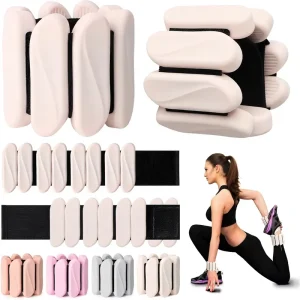 2-Pack Adjustable Silicone and Cast Iron Wrist and Ankle Weights 2 lb Detachable Weight-Adding Bangles