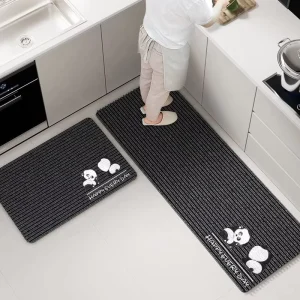 2 Piece Kitchen Mat Set Anti Fatigue Non Slip Kitchen Rugs Ribbed Dirt Resistant Washable Floor Mat for Kitchen Office