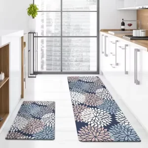 2-Piece Non-Slip PVC Oil-Proof Anti-Fatigue Medium-Thickness Foam Kitchen Mats