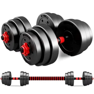 2-in-1 & 4-in-1 Adjustable Cement Dumbbell Barbell Set 10-50kg Free Weights for Home Gym Strength Training