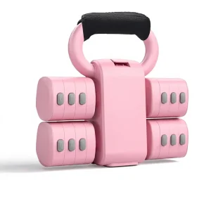 2 in 1 Adjustable Metal Dumbbell Set for Women 4 Levels (2.2lbs to 12.1lbs) Home Gym Fitness Dumbbells