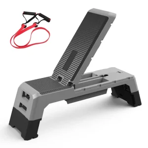 2-in-1 Folding Aerobic Stepper and Dumbbell Bench with Incline and Decline Fitness Deck