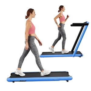 2 in 1 Folding Steel Electric Treadmill 2.25HP Installation Free Speaker Remote Control LED Display 3 Miles Hour