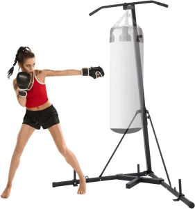 2-in-1 Freestanding Height-Adjustable Foldable Boxing Stand with Pull-Up Bar