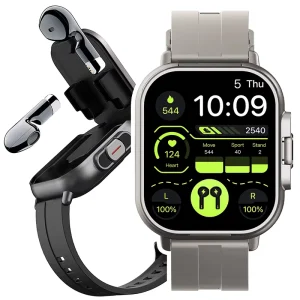 2 in 1 Smart Watch TWS Headset Heart Rate Pressure Health Monitoring Headphone Play Music Smartwatch Bracelet Earbuds