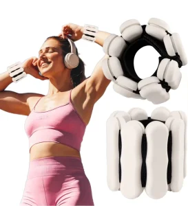 2 lb Adjustable Silicone Ankle and Wrist Weights with Iron Weight and Elastic Wrap