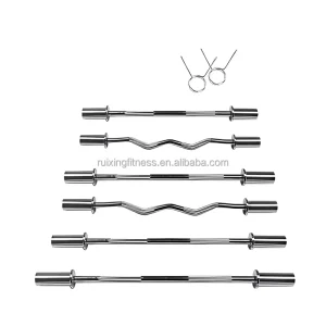 2.2M Stainless Steel Hard-Chromed Barbell for Weightlifting and Powerlifting Training