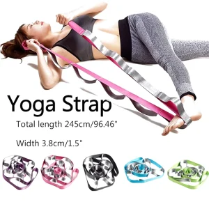 2.45m X 3.8cm Polyester Anti Slip Yoga Stretching Strap 12 Multi Loop for Yoga Gymnastics Strength