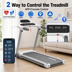 2.5 HP DC Motor Folding Electric Treadmill with Incline and Non-Slip Running Belt