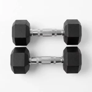 2.5KG Each Rubber Hex Dumbbell Pair, Anti-Roll, Solid Steel Core, Coated Hand Weights for Home Gym Strength Training