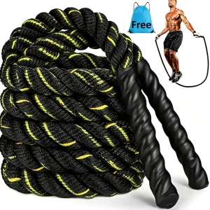 2.9LB 9FT Heavy Training Rope Jump Rope and Battle Rope 2 in 1 Non Slip Handle for Stamina Coordination Workout