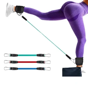 20 25 30LBS Resistance Bands Set with Ankle Straps Adjustable Strength Training Bands for Home Fitness