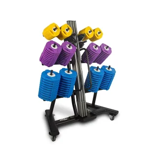 20-Set Gym Equipment Rack with Casters Compact Mobile Storage for Barbells and Squat Rack