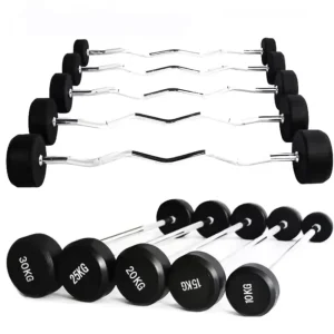 20 kg Fixed EZ Curl Barbell, TPU Rubber Coating