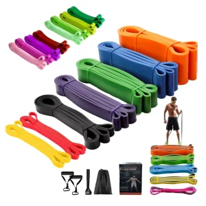 2080 x 4.5 x 6.4 mm Latex Fitness Exercise Stretch Bands Set for Assisted Pull Workouts