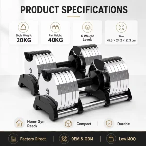 20kg 24kg 28kg 32kg 36kg 40kg Adjustable Dumbbell Set for Home Gym Fitness Training