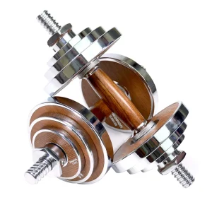 20kg/30kg/40kg Walnut Steel Adjustable Dumbbell for Free Weight Fitness