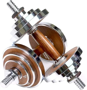20kg Adjustable Detachable Walnut-Steel Dumbbell Set Pair