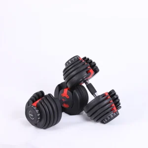 24kg Adjustable Dumbbell 52.5lb Quick Change 15-in-1 Weight Set Home Gym Strength Training Black
