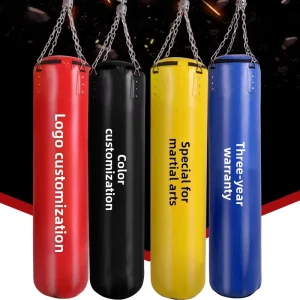 25 kg Leather Zipper-closure Hanging Boxing Sandbag for Taekwondo and Muay Thai Training