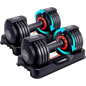 25lb Anti-Slip Cast Iron Fast Adjust Weight Handle Adjustable Dumbbells Set for Exercise & Fitness