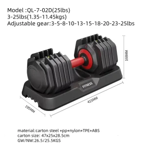 25lbs Adjustable Dumbbells Free Weights Dumbbells Set Adjustable Dumbbell Set for Gym Home Strength Training Equipment
