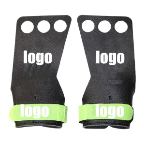 3-Hole Carbon Leather Gymnastic Hand Grips for Pull-Ups and Weightlifting