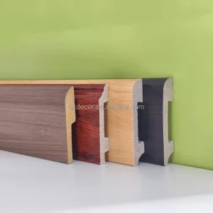3-Inch Wood-Grain Waterproof PS Base Skirting Board Traditional Design White Black Baseboard for Hotel Flooring