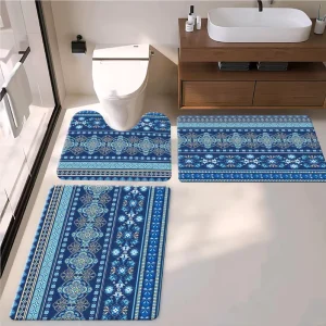 3-Piece Anti-Fatigue Waterproof Oil-Proof PVC Foam Bathroom Mats Custom Size