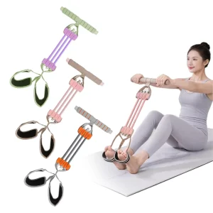 3-Tube Pedal Resistance Band with Elastic Pull Ropes for Full-Body Workouts