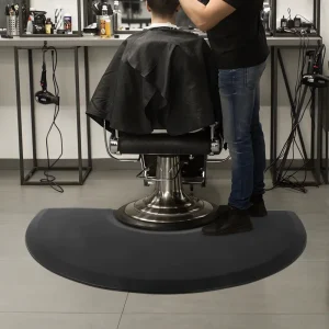 3 ft x 5 ft Half-Round Salon Floor Mat, 7/8-Inch Thick, Anti-Fatigue, for Salon and Barber Chairs
