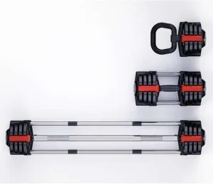 3-in-1 Adjustable Dumbbell Set with Connecting Rod, Barbell, and Kettlebell, Non-Slip Handles
