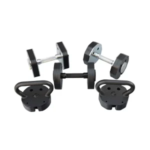 3-in-1 Adjustable Steel Dumbbell Kettlebell Barbell Set for Home or Dormitory
