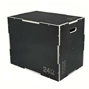 3-in-1 Black Anti-Slip Wooden Plyometric Jump Box for Strength Training