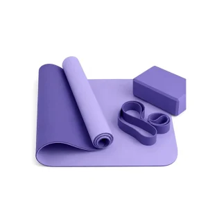 3-in-1 Durable 6 8mm TPE Yoga Mat Set with EVA Yoga Block and Stretch Resistance Bands