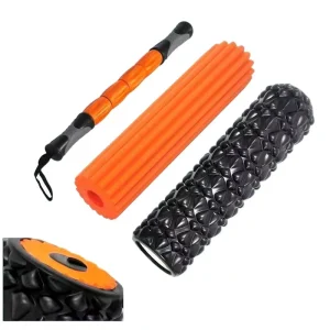 3 in 1 EVA Foam Roller Set 45cm Yoga Massage Roller With PVC Tube PP Massage Bar for Muscle Relaxation Yoga Training