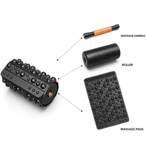 3-in-1 Fitness Massage Kit with Foam Roller, Massage Stick and Massage Pad for Deep Tissue Muscle Relaxation