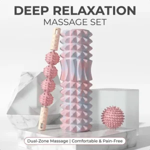 3-in-1 Foam Roller Set, 45 cm High-Density EVA Massage Roller with Muscle Roller Stick and Ball for Recovery