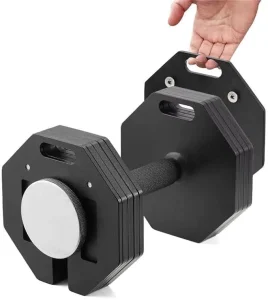 3-in-1 Octagonal Adjustable Dumbbell 2 kg Solid Steel Max 102 kg with Replaceable Screws and Expansion Plates