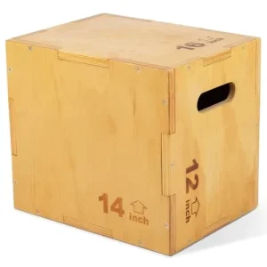3-in-1 Wooden Plyo Box for Home Gym, 450 lb Capacity, Smooth Edges and Built-in Handles
