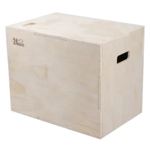 3-in-1 Wooden Plyo Box for Jump Training and Conditioning, 20 x 24 x 30 Inch