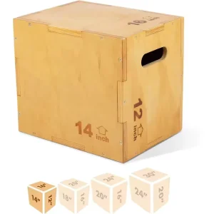 3-in-1 Wooden Plyometric Jump Box for Home and Outdoor Workout