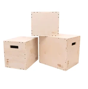 3 in 1 Wooden Plyometric Jump Box for Training Black White