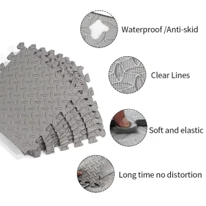 3030cm EVA Foam Interlocking Gym Mats, Shock-Absorbing, Anti-Slip Leaf Pattern